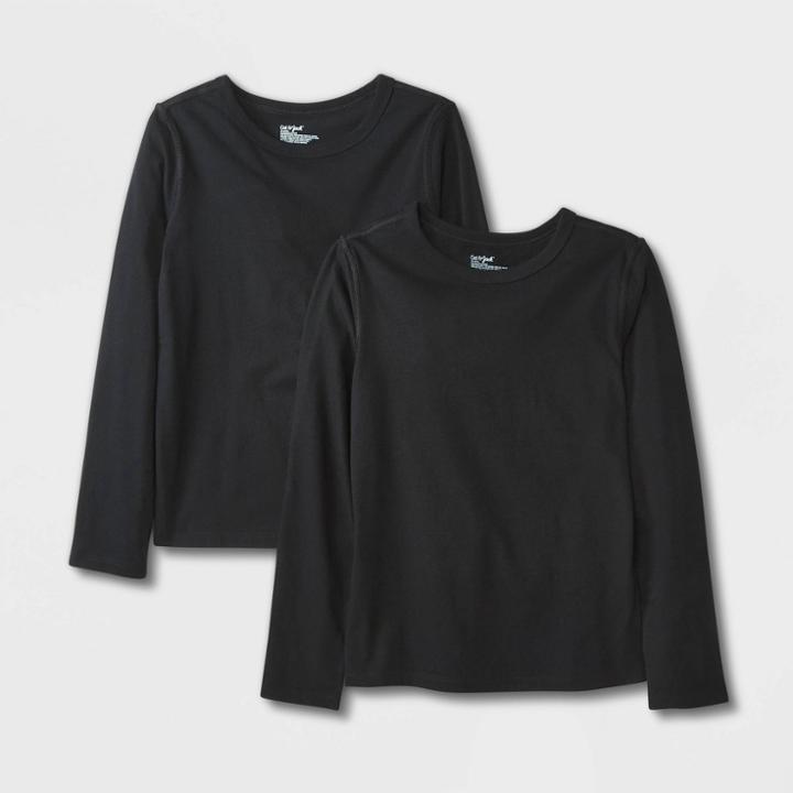 Kids' 2pk Adaptive Long Sleeve T-shirt - Cat & Jack Black/black
