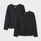 Kids' 2pk Adaptive Long Sleeve T-shirt - Cat & Jack Black/black