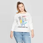 Target Women's Stranger Things Eleven, Friends Don't Lie Plus Size Long Sleeve Cropped T-shirt (juniors') - White