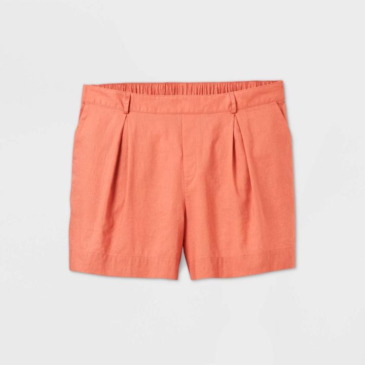 Women's Plus Size Linen Shorts - Ava & Viv Red X, Women's