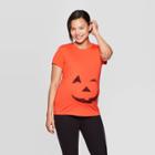 Maternity Short Sleeve Pumpkin Face T-shirt -isabel Maternity By Ingrid & Isabel Orange S, Women's,