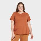 Women's Plus Size Short Sleeve Casual Fit T-shirt - A New Day Orange