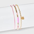 No Brand 14k Gold Dipped Morse Code 'let Love Shine' Beaded Multi-strand Bracelet - Pink
