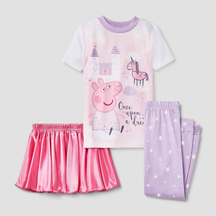 Toddler Girls' 2pc Peppa Pig Once Upon A Dream Snug Fit Pajama Set With Satin Tutu - Purple