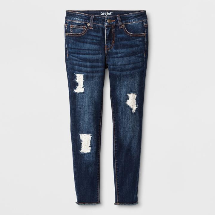 Plus Size Girls' Crochet Jeggings - Cat & Jack Dark Denim Wash