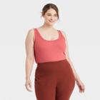 Women's Plus Size Double-scoop Bodysuit - A New Day Rose Pink