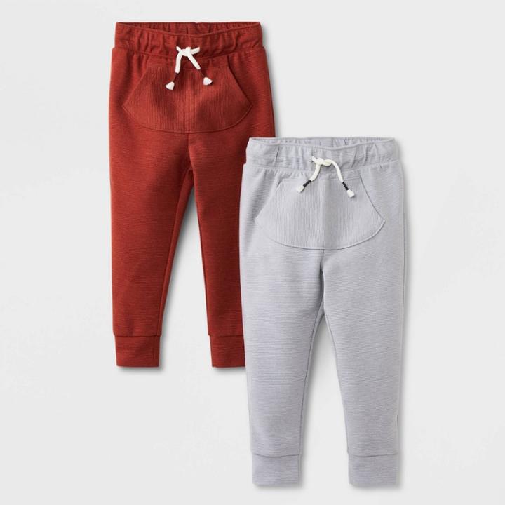 Toddler Boys' 2pk Ottoman Knit Jogger Pull-on Pants - Cat & Jack Gray