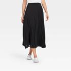 Women's Midi Pleated A-line Skirt - A New Day Black