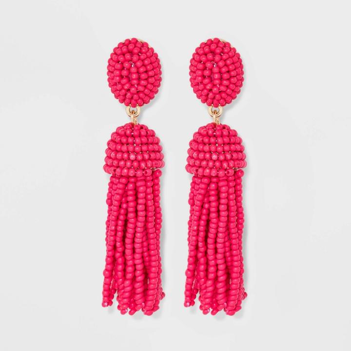 Sugarfix By Baublebar Polished Beaded Tassel Earrings - Coral Pink