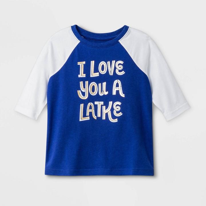Toddler I Love You A Latke Raglan Sleeve Graphic T-shirt - Cat & Jack Blue 2t, Kids Unisex, Purple