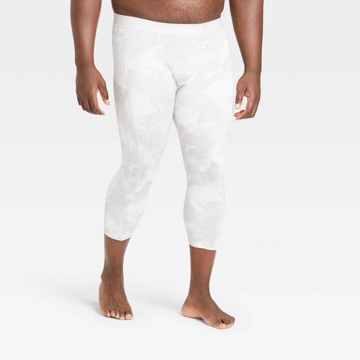 Men's Camo Print Fitted 3/4 Tights - All In Motion White