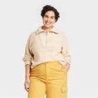 Women's Plus Size Mock Turtleneck Quarter Zip Pullover Sweater - Universal Thread Cream