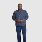 Van Heusen Men's Big & Tall Printed Classic Fit Long Sleeve Button-down Shirt - Iris Black