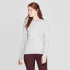 Women's Polka Dot Long Sleeve Ribbed Cuff Crewneck Pullover Sweater - A New Day Heather Gray