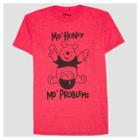 Disney Men's Winnie The Pooh Mo Honey Mo Problems Graphic T-shirt - Red Heather
