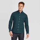 Men's Checked Slim Fit Stretch Performance Long Sleeve Button-down Shirt - Goodfellow & Co Green