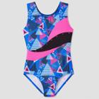 Freestyle By Danskin Girls' Geometric Activewear Leotard - Navy/pink/black Xs, Size: Large,