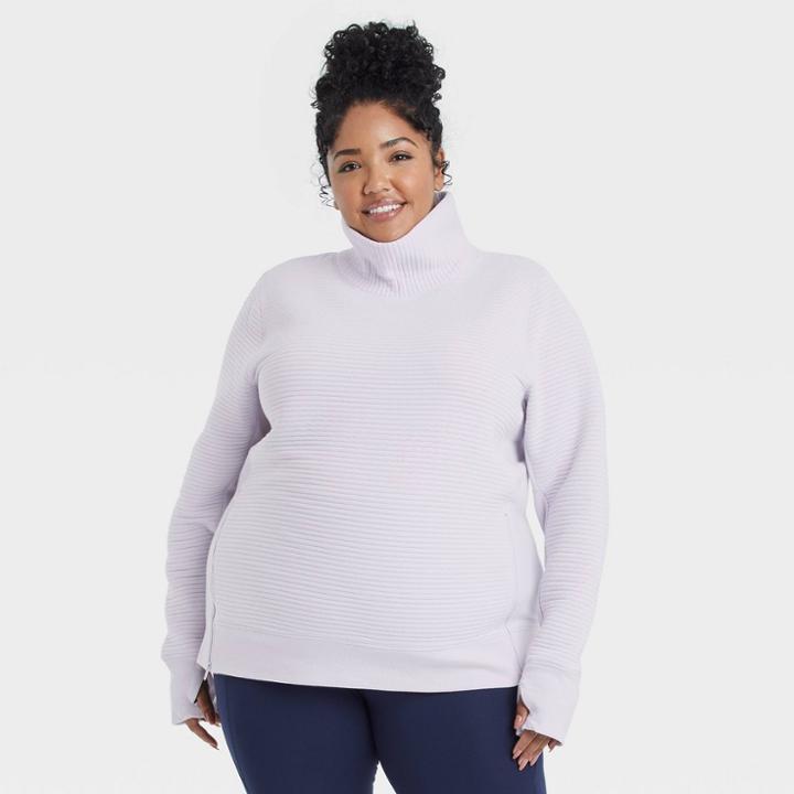 Women's Plus Size Quilted Pullover Sweatshirt - All In Motion Lavender
