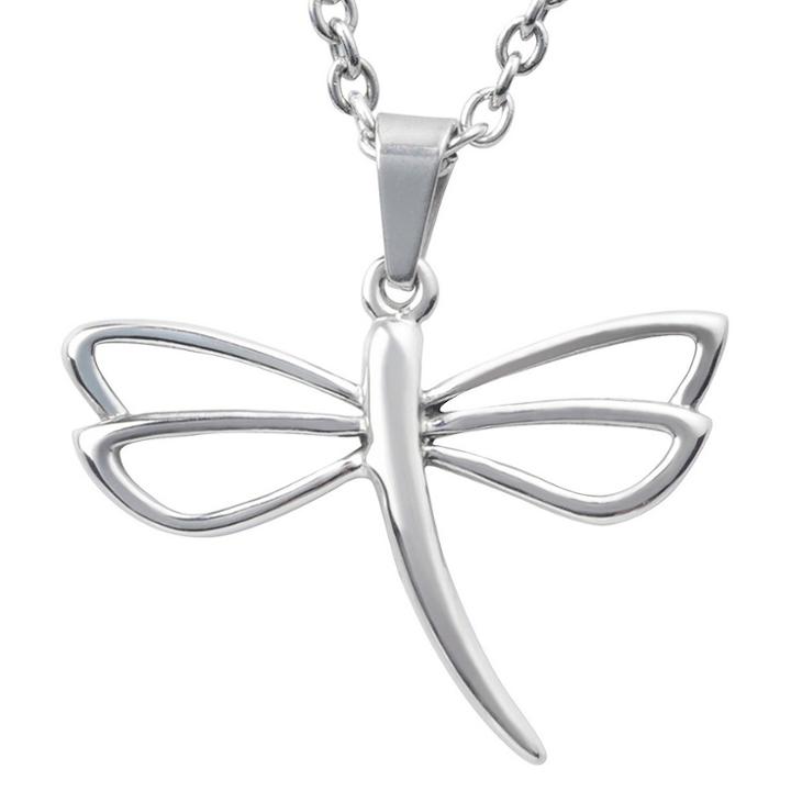 Women's Journee Collection Dragonfly High Polish Pendant Necklace In Sterling Silver -