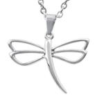 Women's Journee Collection Dragonfly High Polish Pendant Necklace In Sterling Silver -