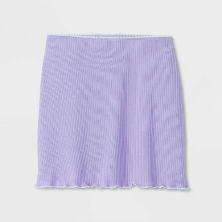 Girls' Rib Lettuce Edge Skirt - Art Class Purple
