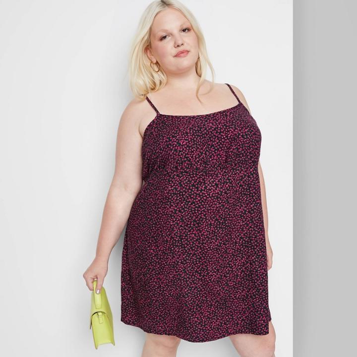 Women's Plus Size Woven Slip Dress - Wild Fable Purple Floral