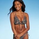 Juniors' Tie-front Triangle Bikini Top - Xhilaration Multi Floral D/dd Cup