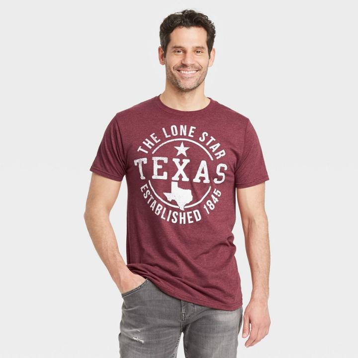 Men's Short Sleeve The Lone Star 1845 Graphic T-shirt - Modern Lux Burgundy