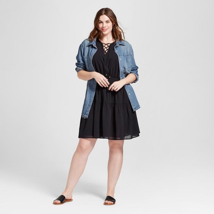 Women's Plus Size Smock Waist Dress - Universal Thread Black