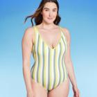 Kona Sol Women's Plus Size V-neck Over The Shoulder High Leg One Piece Swimsuit - Kona