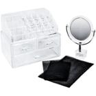 Sorbus Makeup Storage Organizer With Magnifying Mirror - Clear, Adult Unisex