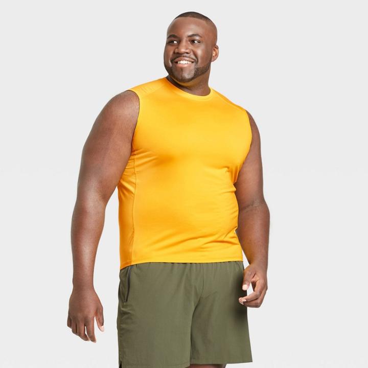 Men's Sleeveless Fitted Muscle T-shirt - All In Motion Gold S, Men's,