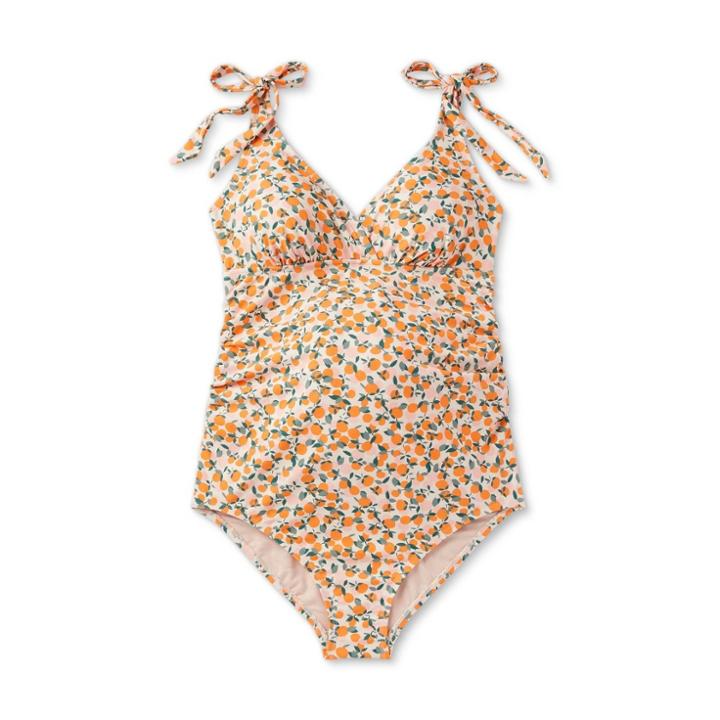Tie Strap V-neck One Piece Maternity Swimsuit - Isabel Maternity By Ingrid & Isabel