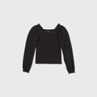 Girls' Square Neck Long Sleeve Soft T-shirt - Art Class Black