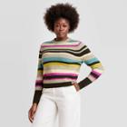 Women's Striped Crewneck Pullover Sweater - A New Day Green