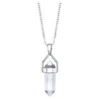 Target Women's Silver Plated Clear Quartz Genuine Stone Necklace -
