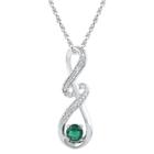 Target 1/20 Ct. T.w. Round Lab Created Emerald Diamond Prong Set Fashion Pendant In Sterling Silver (ij-i2-i3), Girl's, White
