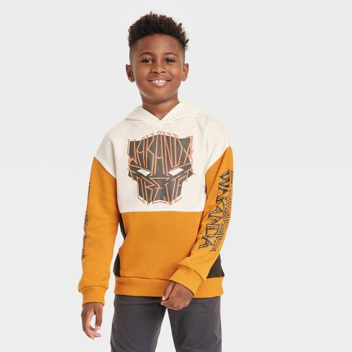 Boys' Marvel Black Panther Wakanda Forever Fleece Sweatshirt - Orange