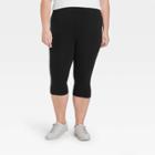 Women's Plus Size High-waist Cotton Blend Seamless Capri Leggings - A New Day Black