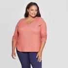 Women's Plus Size Long Sleeve V-neck Cozy Top - Ava & Viv Red X