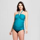 Maternity D/dd Cup Braid Front Halter Tankini - Isabel Maternity By Ingrid & Isabel Algae S, Women's, Size: