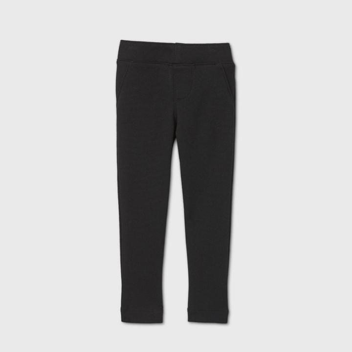 Toddler Girls' Stretch Uniform Ponte Jeggings - Cat & Jack Black