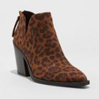 Women's Beatrix Leopard Print Cut Out Heeled Bootie - A New Day Brown