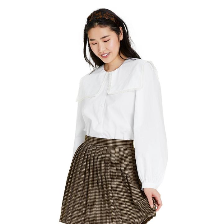 Women's Long Sleeve Oversized Square Collared Blouse - Sandy Liang X Target White