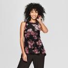 Women's Sleeveless Velvet Burnout Peplum Top - Knox Rose Black
