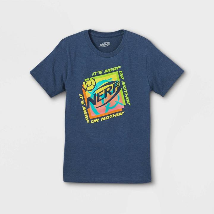 Bioworld Boys' Hasbro Nerf Short Sleeve Graphic T-shirt - Blue
