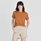 Women's Slim Fit Short Sleeve Cuff T-shirt - A New Day Rust Xs, Women's, Red