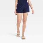Women's Mid-rise Pull-on Shorts - A New Day Navy Blue
