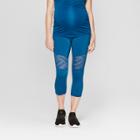 Maternity Geo Mesh Active Capri Leggings - Isabel Maternity By Ingrid & Isabel Saphire Burst Blue