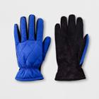 Men's Quilted Fleece Nylon Lined Leather Gloves - Goodfellow & Co Blue